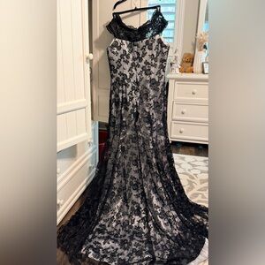 Grace Karin Black One Shoulder Dress white with lace!